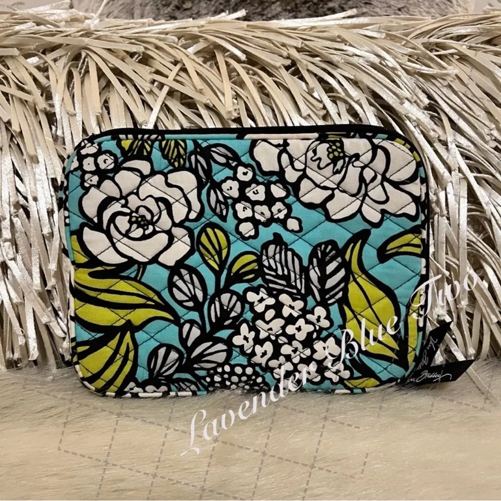 VERA BRADLEY Island Blooms 2012 Tech Case Black Turquoise Green Hawaiian Y2K